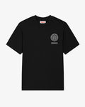 Black Christian streetwear T-shirt with white crown of thorns chest logo, relaxed fit faith-based tee