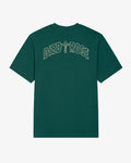 Glazed Green Christian streetwear T-shirt with Died & Rose back design and crucifix, relaxed fit faith-based tee
