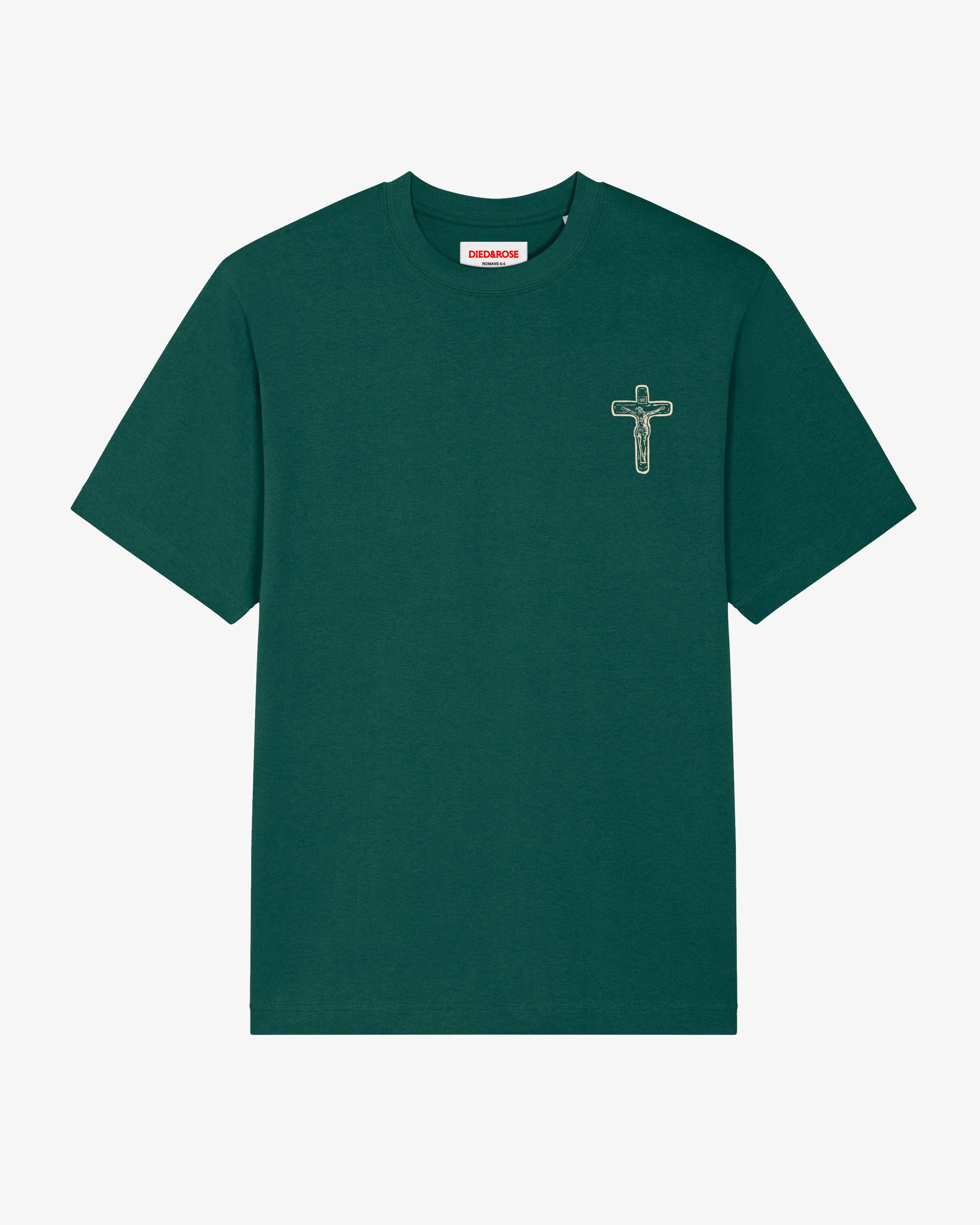 CRUCIFIX TEE-GLAZED GREEN