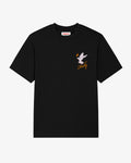 Black Christian streetwear T-shirt with white dove and flame chest print and "Holy" text, relaxed fit faith-based tee